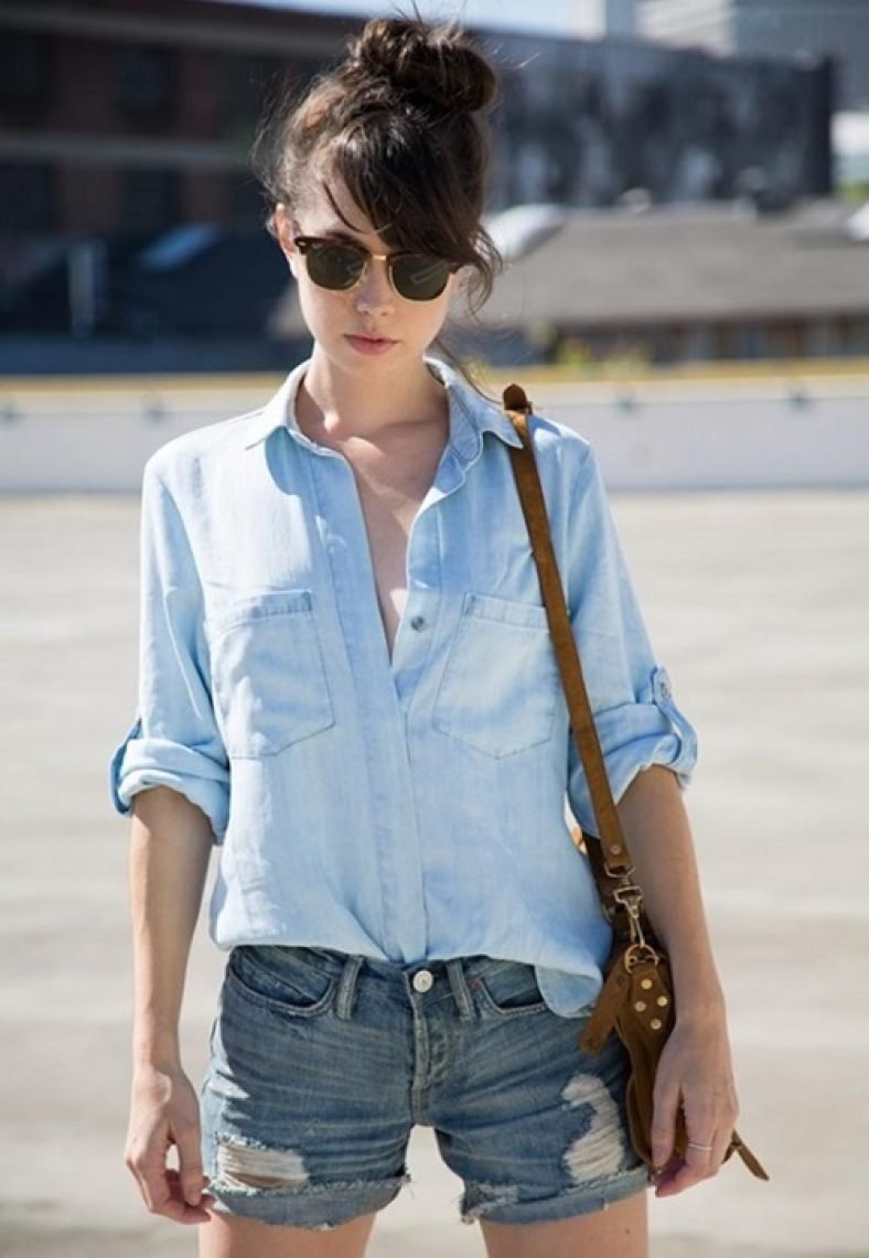 Образ с джинсовыми шортами