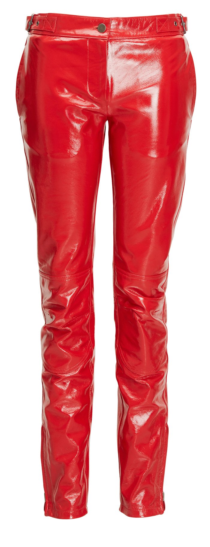 Красные лаковые брюки