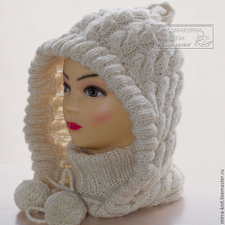 Вязаная ушанка с вытянутыми петлями