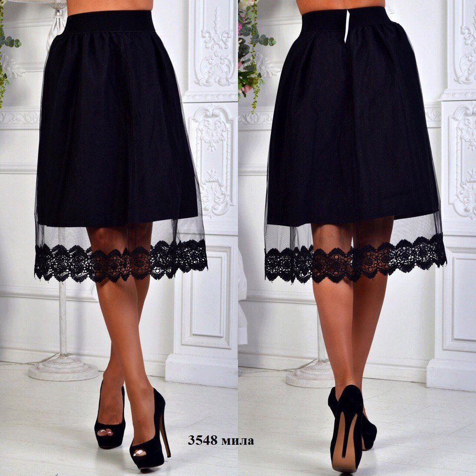 Юбка со вставкой из сетки