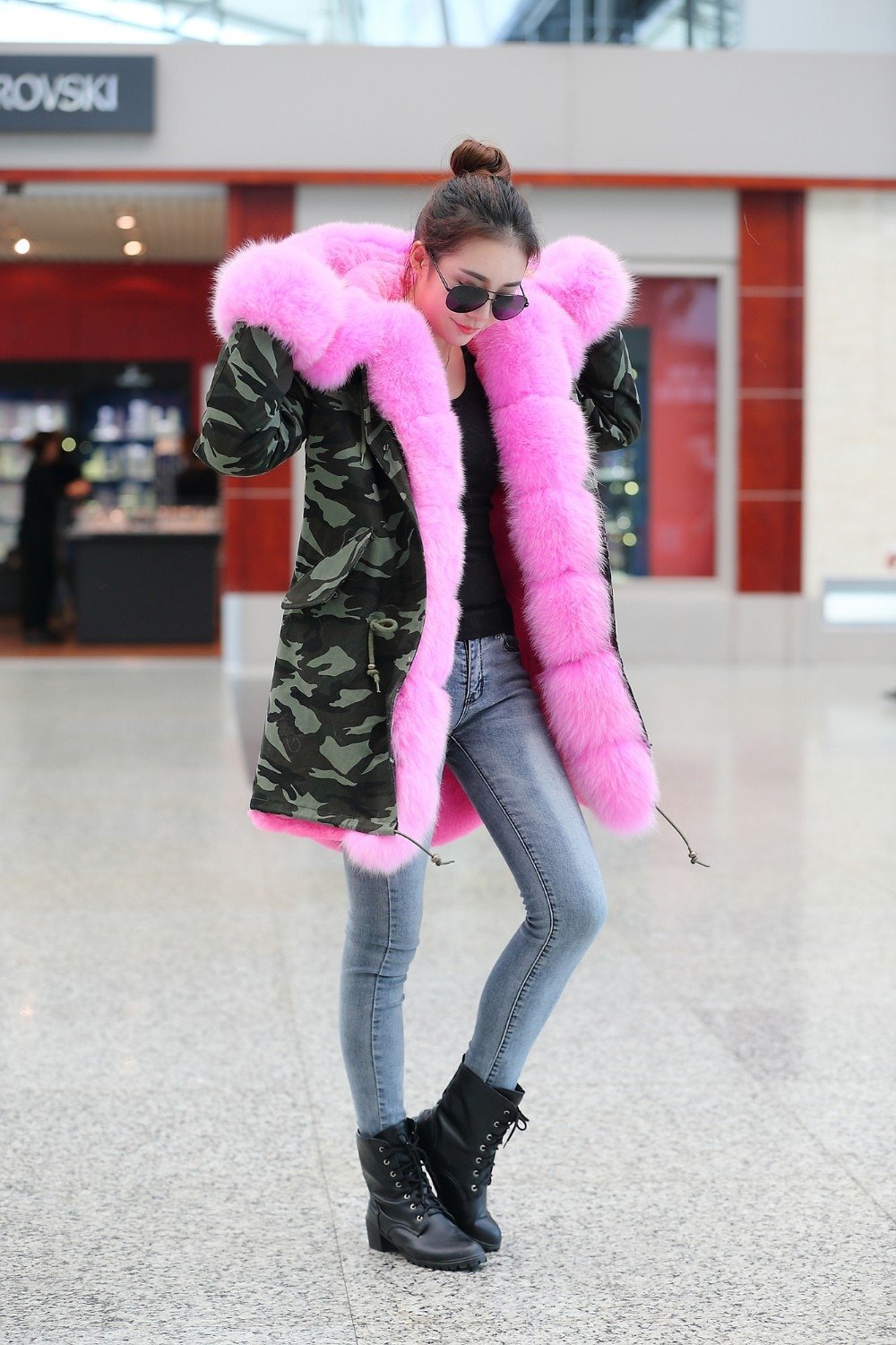 Парка Ostrich розовый мех