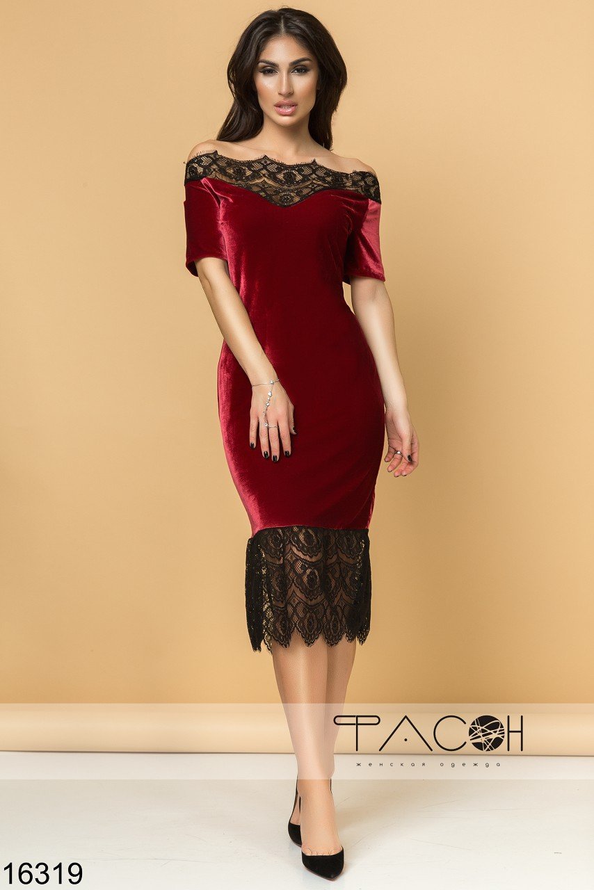 Платье велюр синее