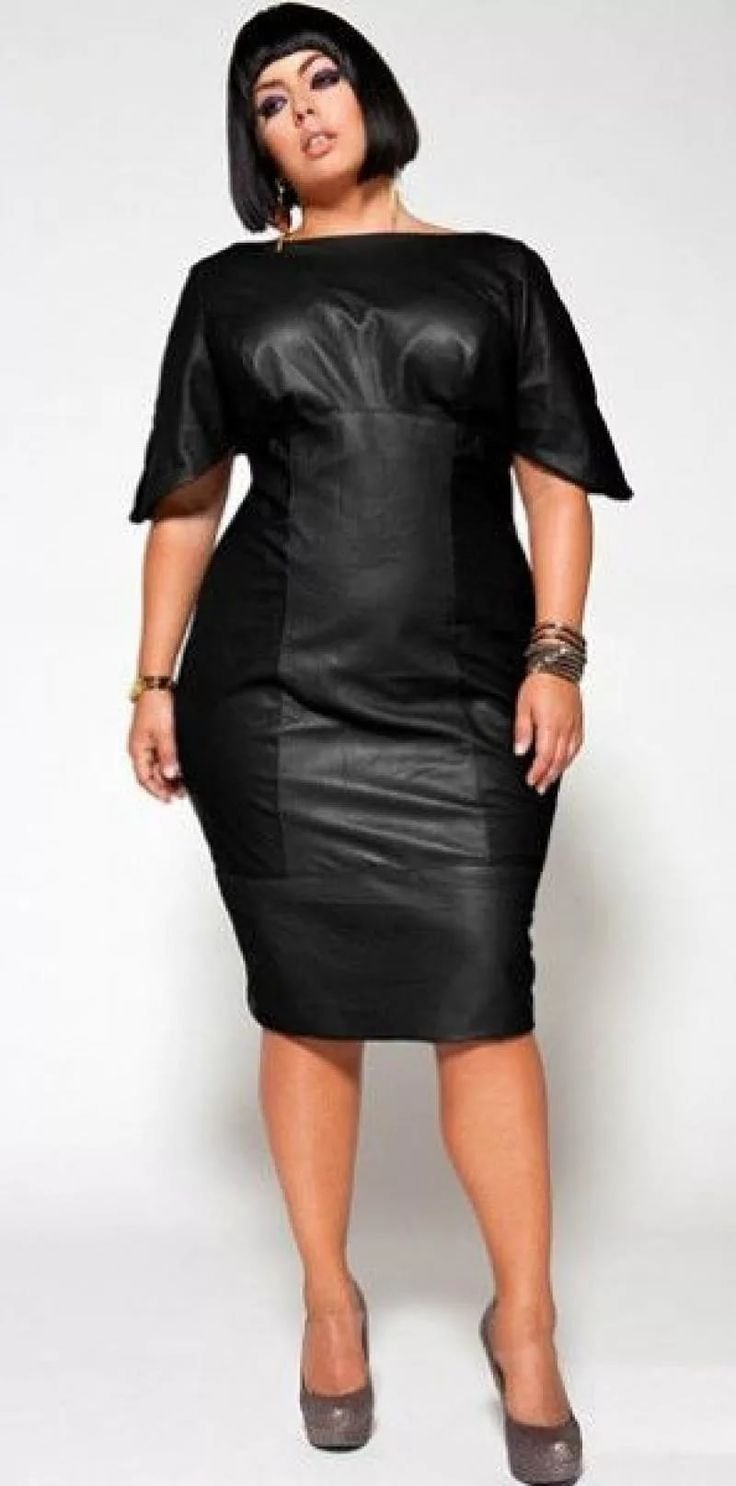 Кожаное платье плюс сайз