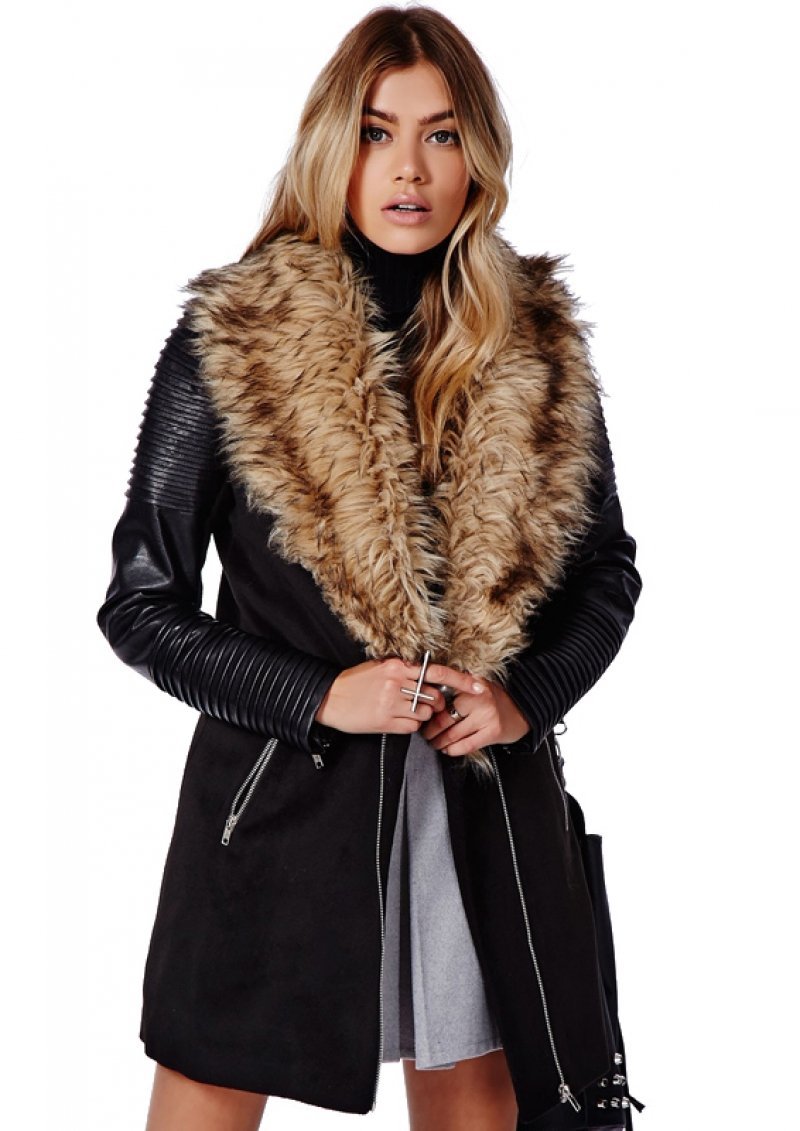 Кожаное пальто Jussa real fur c мехом чернобурки