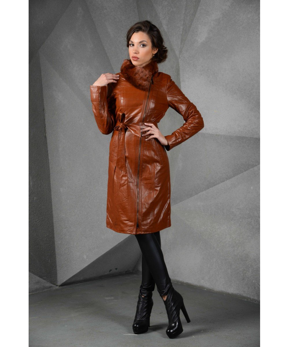 Кожаные пуховики женские из натуральной кожи