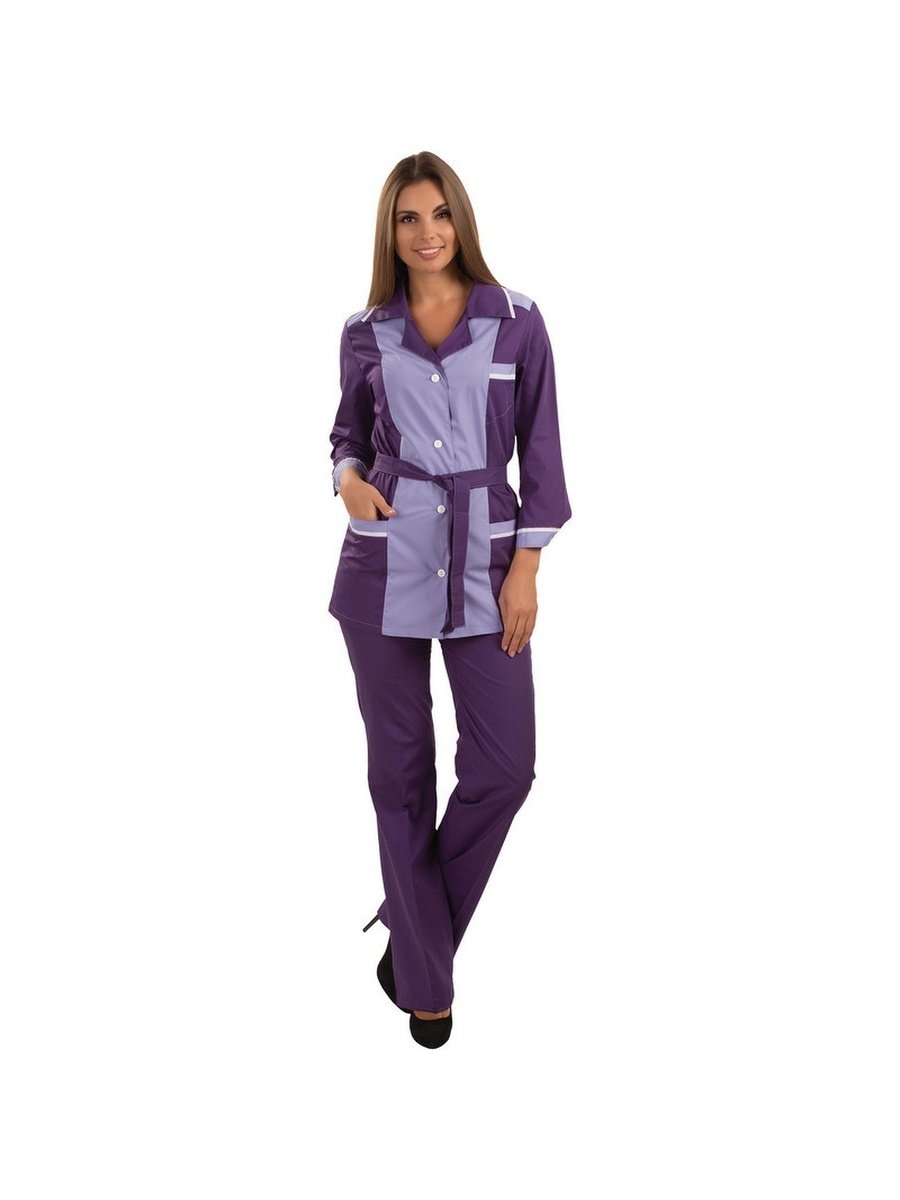 Костюм медицинский жен. М-180а ткань Тиси (52, н.роз(34)/черника(63))