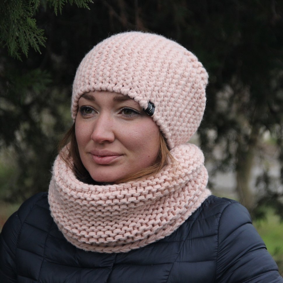 Шапка и снуд спицами для женщин