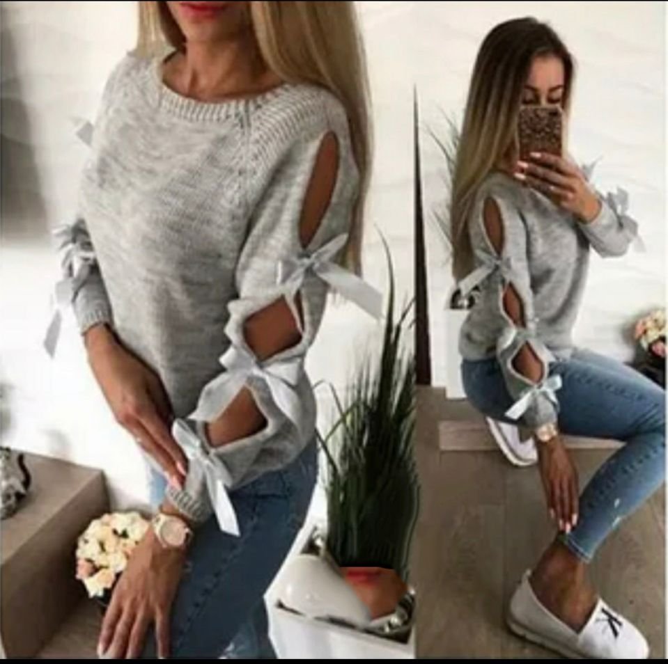 Кофта женская с вырезом на локтях