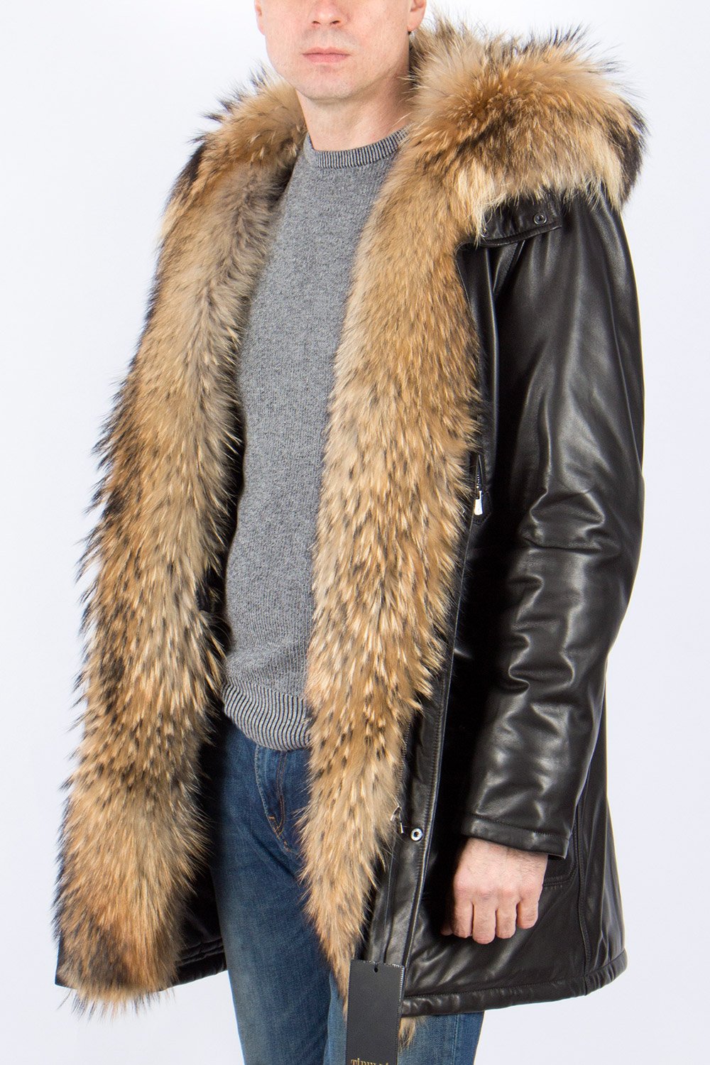 Мужская куртка с мехом волка Vericci