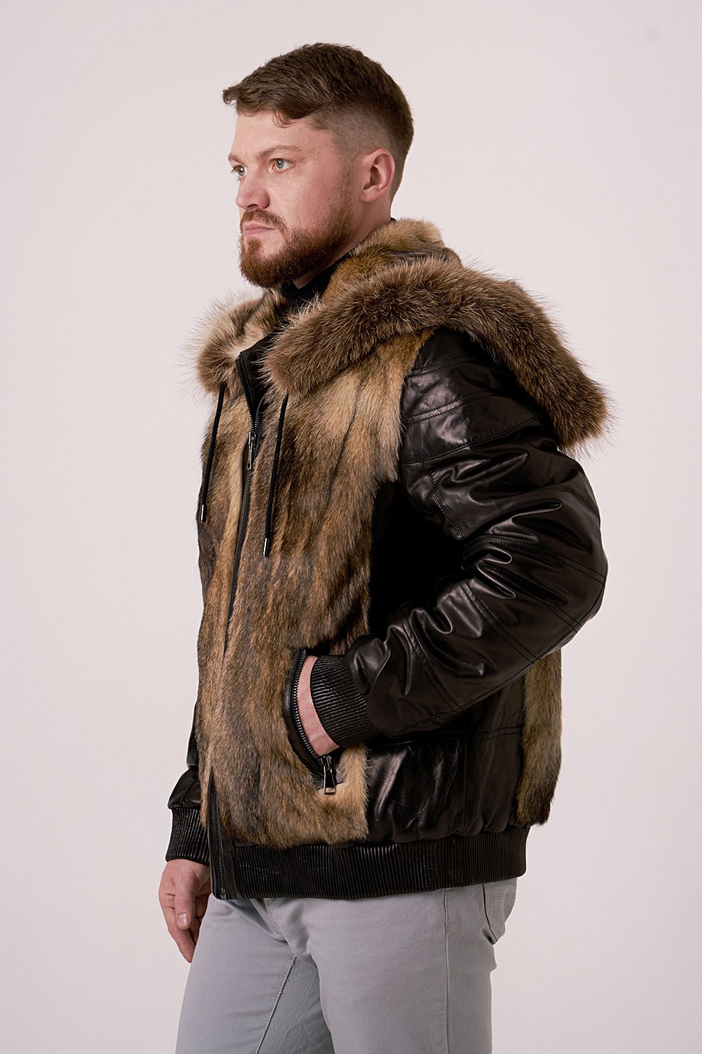 Мужская шуба из волка