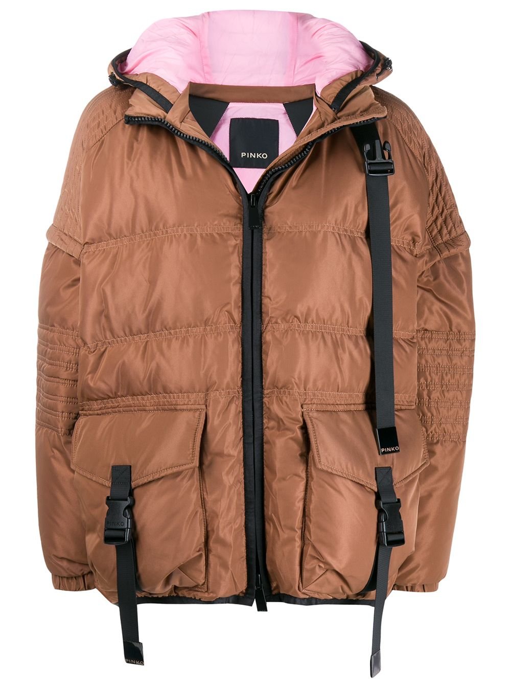 Зеленый лаковый пуховик