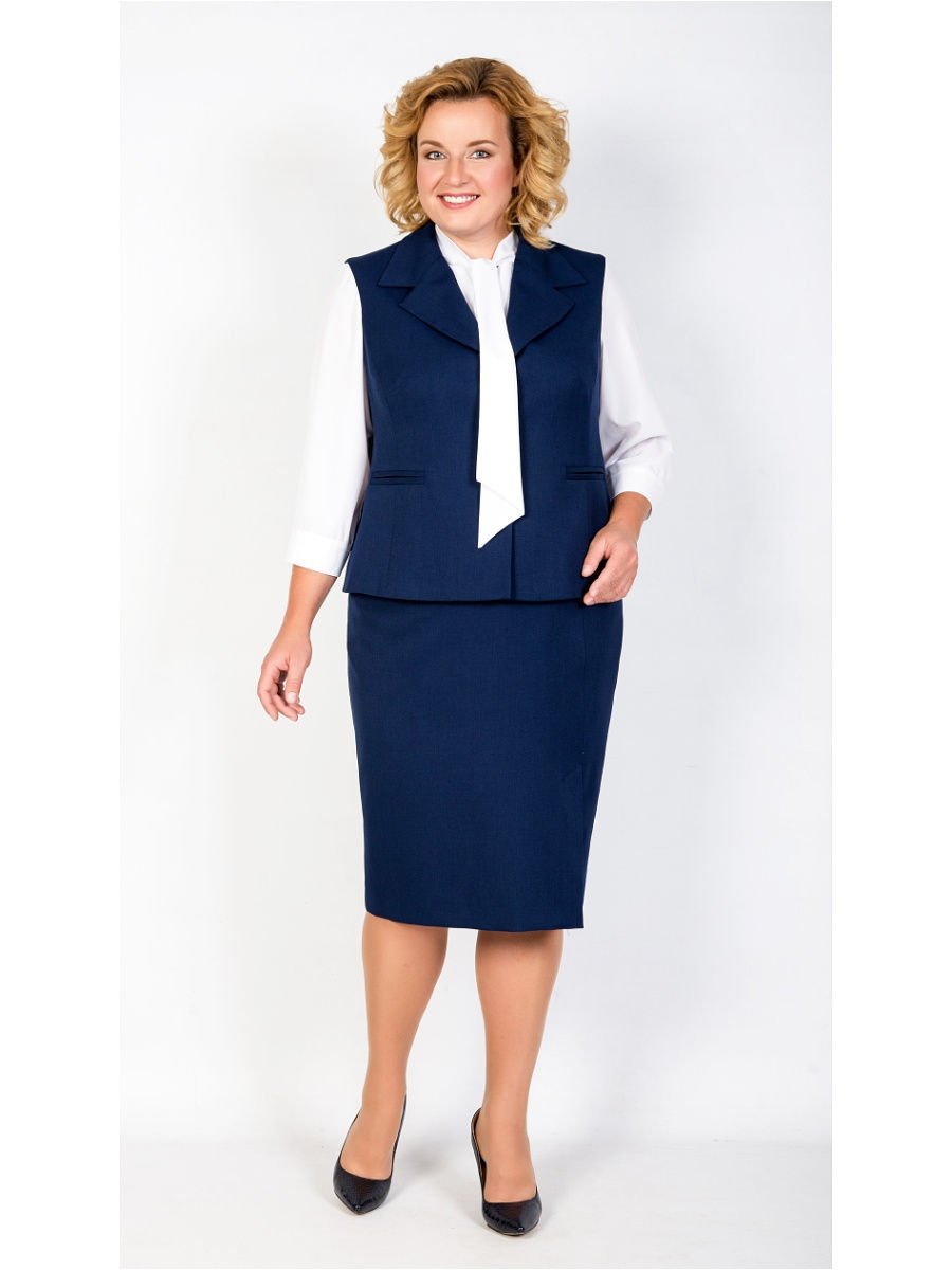 Женский костюм тройка с жилеткой и юбкой