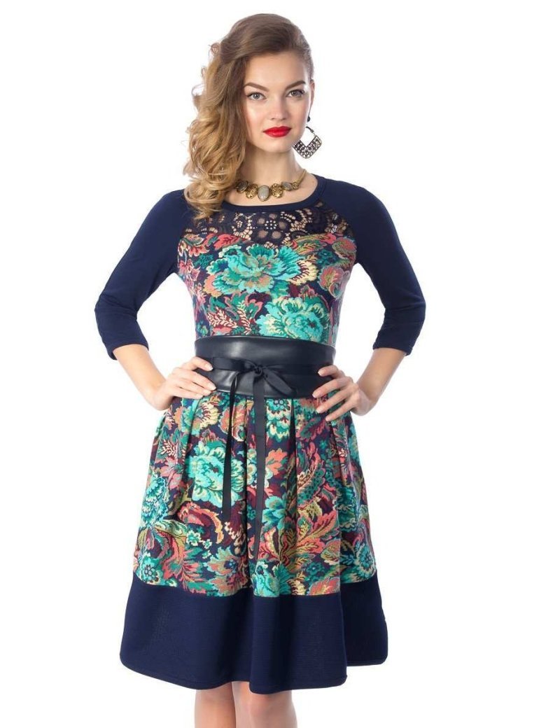 Комбинированное трикотажное платье