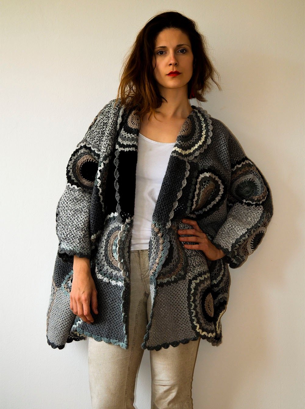 Кардиган из остатков пряжи от Светланы Заец