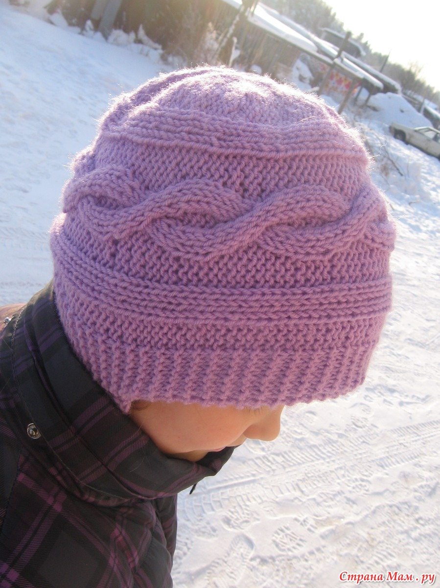 Шапка с поперечными косами