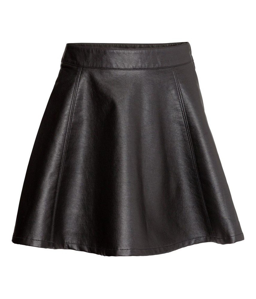 Бордовая кожаная юбка клеш