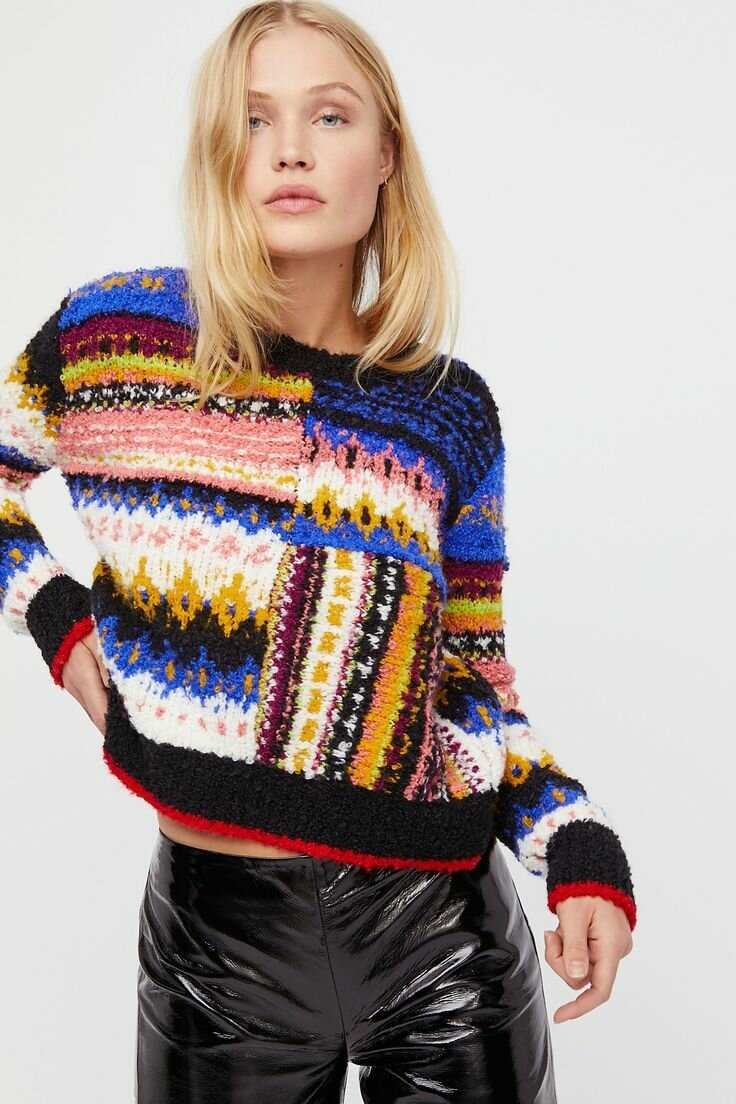 Туника в полоску вязаная