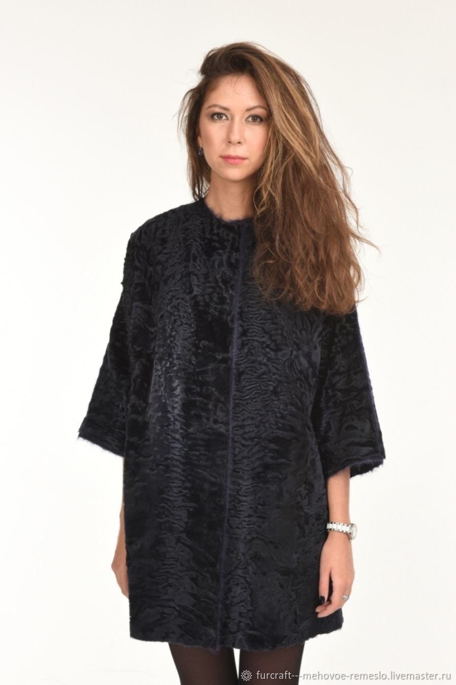Пальто комбинированное с мехом каракуля