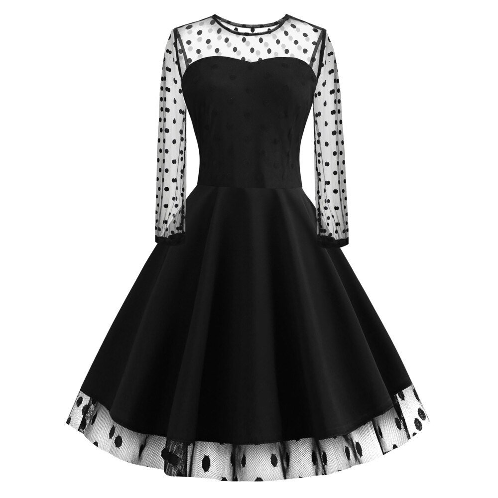 Платье в горошек с воротником