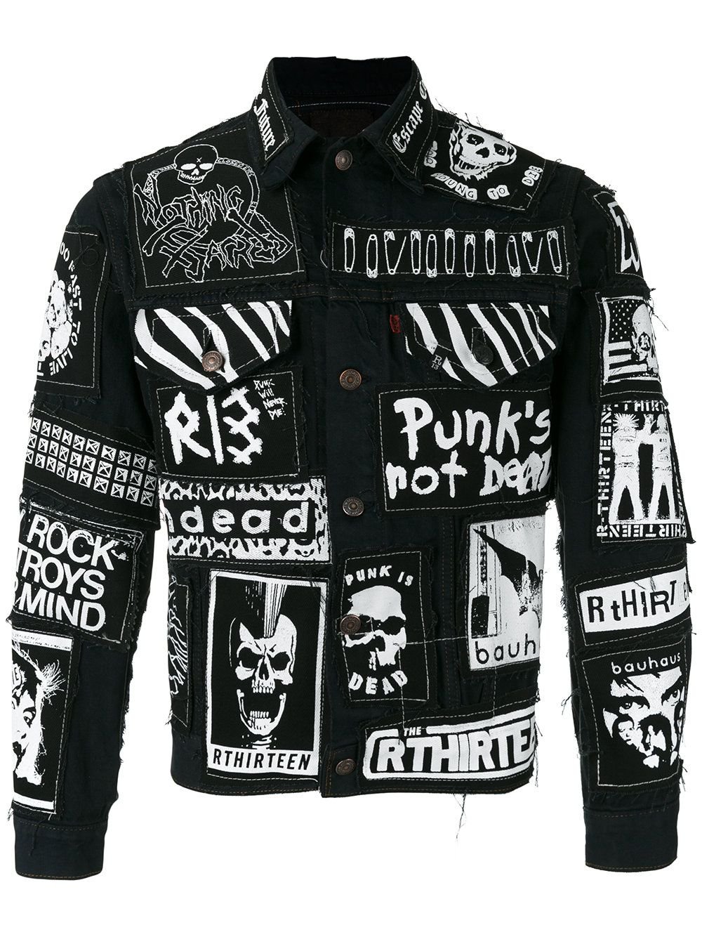 Джинсовая куртка мужская черная с принтом