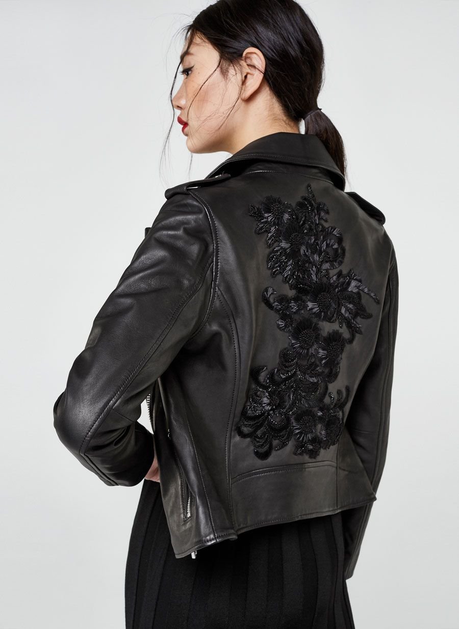 Кожаная куртка комбинированная с трикотажем