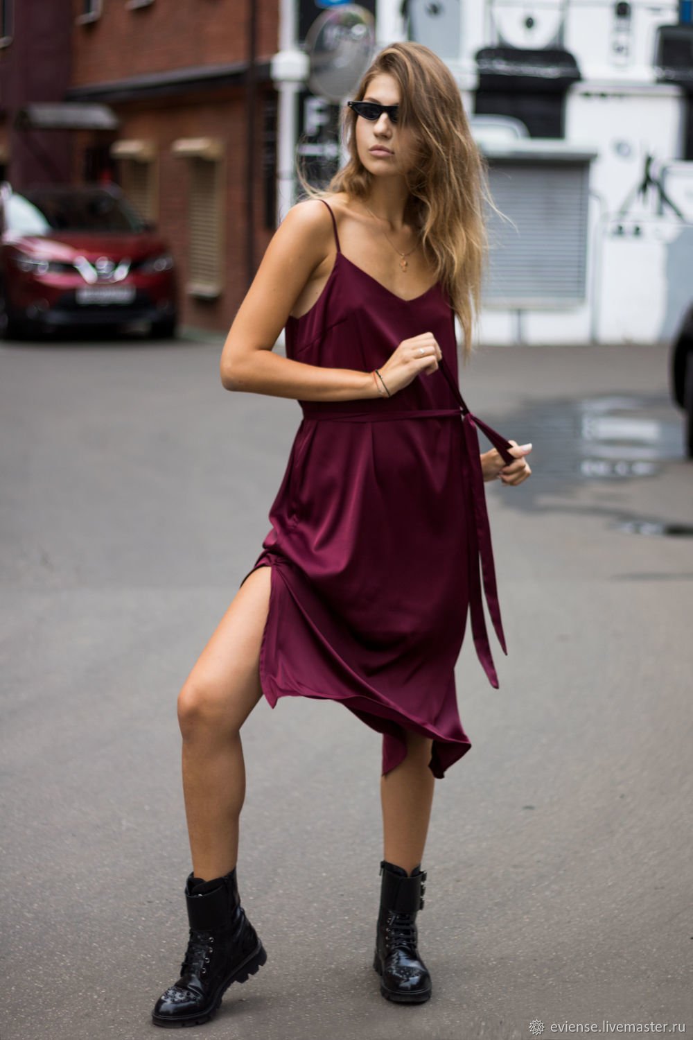 Платье бельевого стиля атлас Селена Гомес