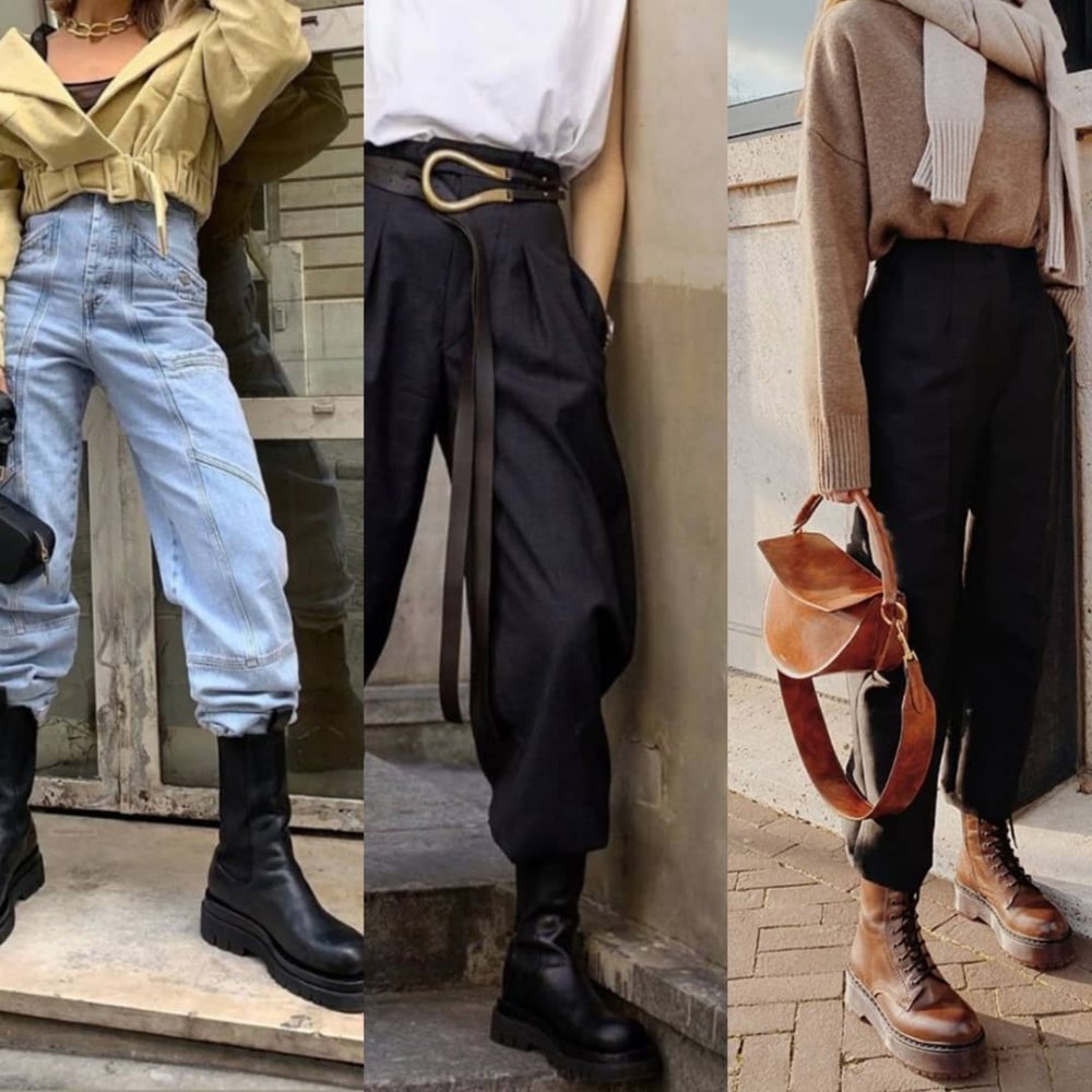 Штаны заправленные в ботинки