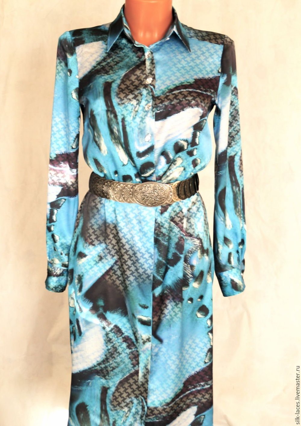 Атласное платье рубашка