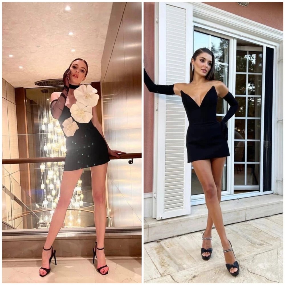 Ханде Эрчел в белом платье