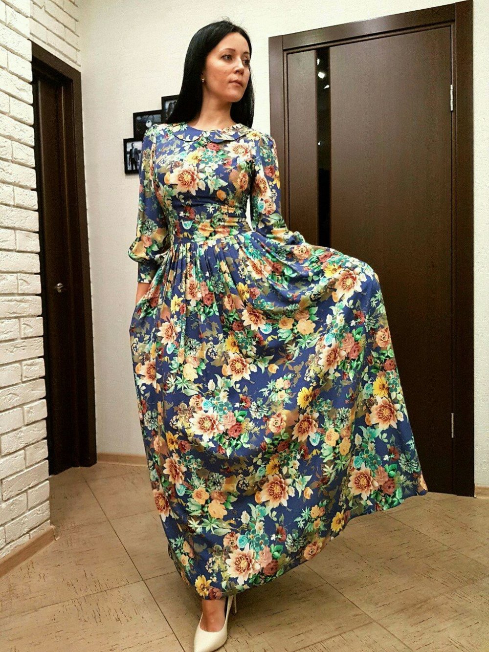 Платье из штапеля с цветочным принтом