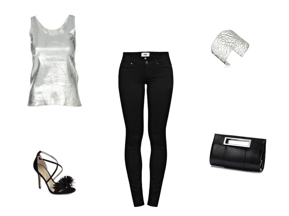 Новогодний образ с черными джинсами