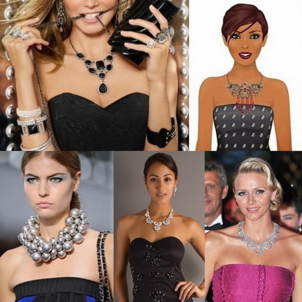 Украшения под черное платье