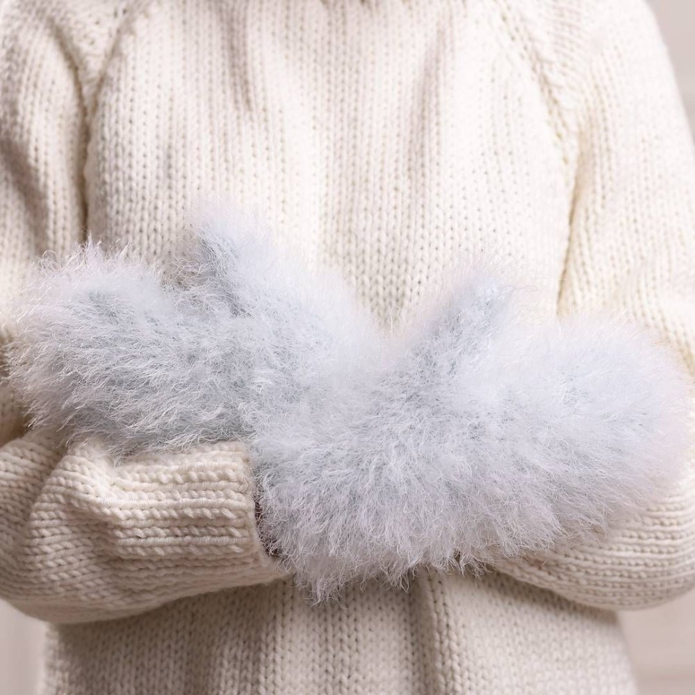 Двойная шапка бини из пуха норки на круговых спицах видеоурок