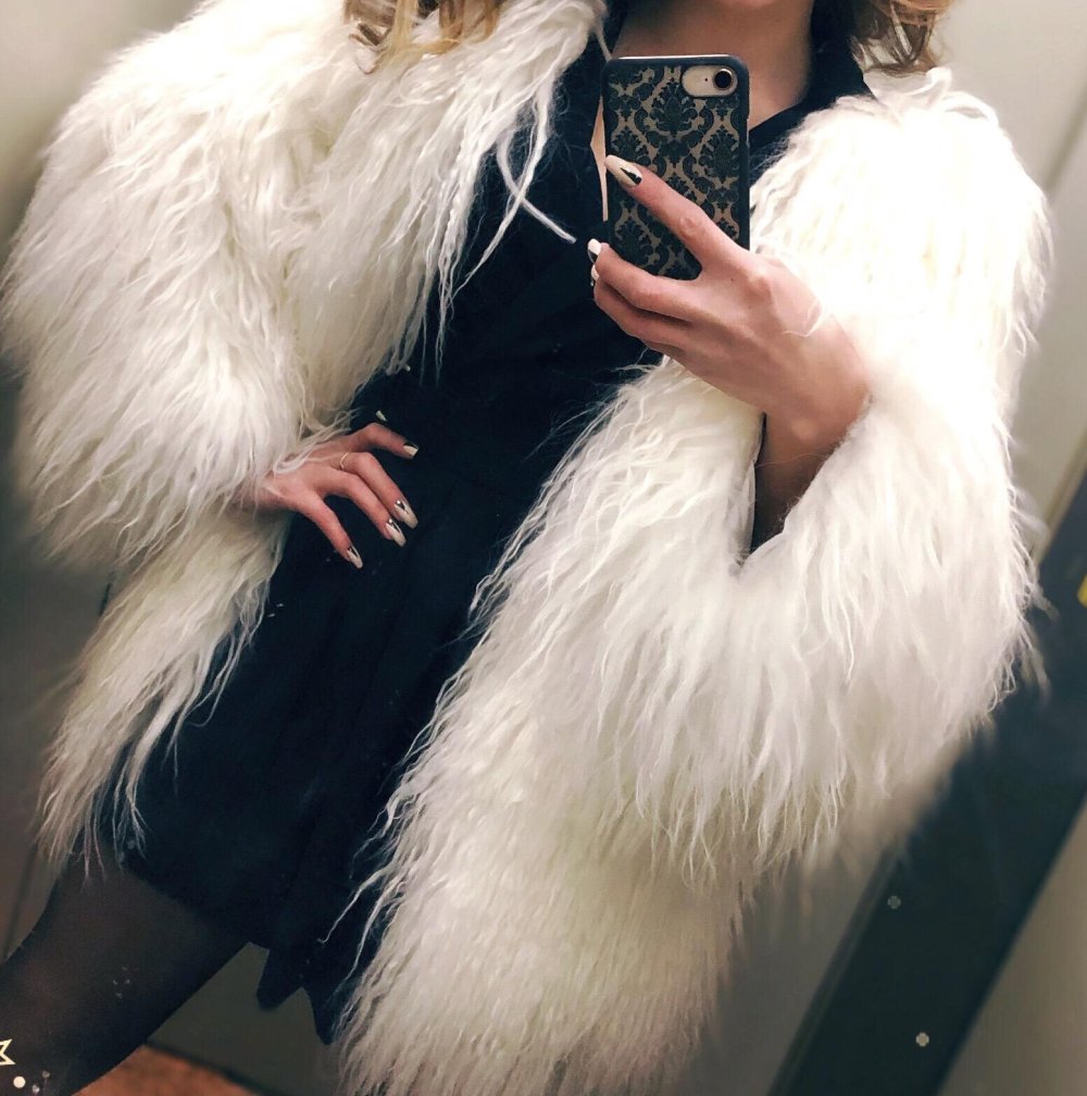 Кожаная куртка с мехом ламы