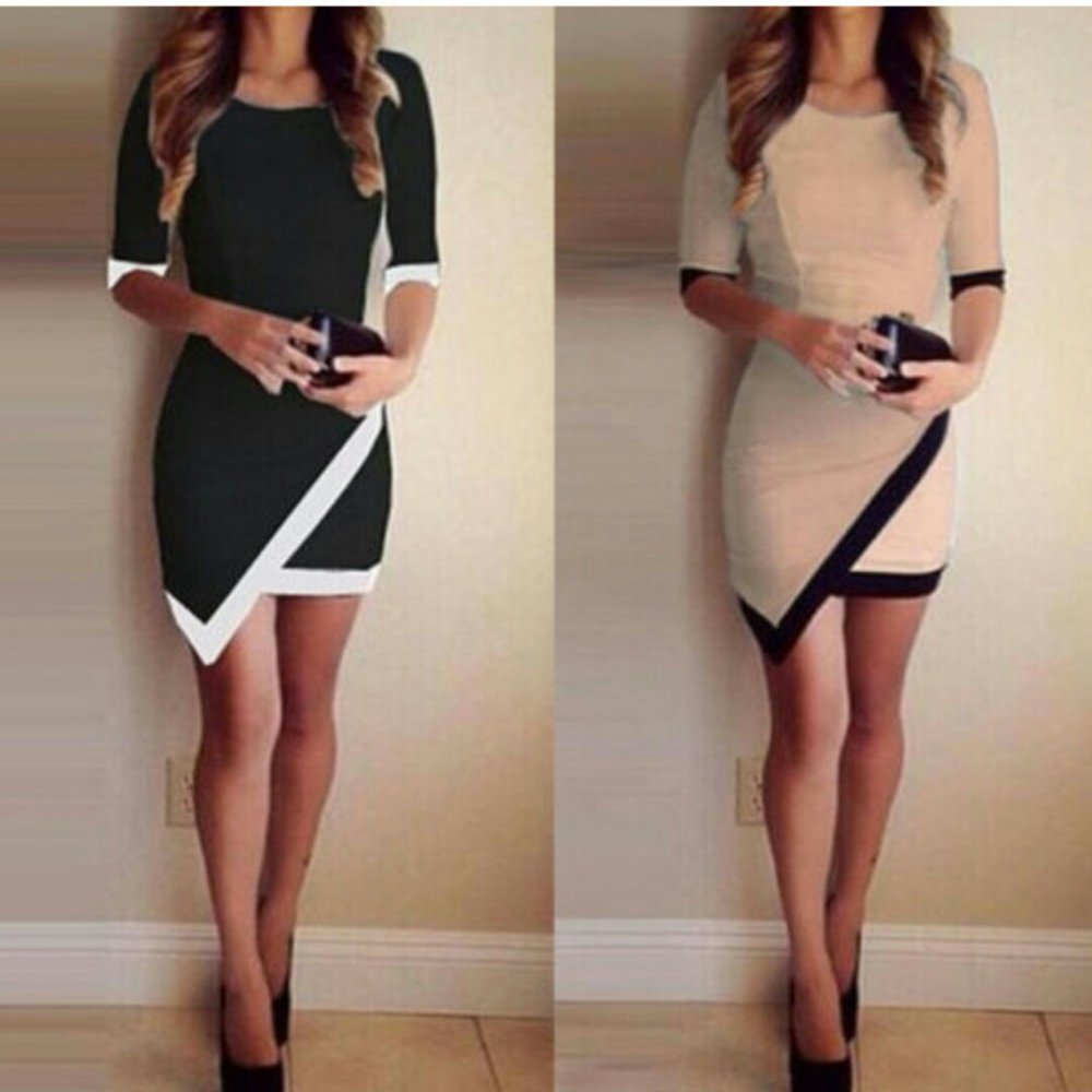 Черное платье с белой отделкой