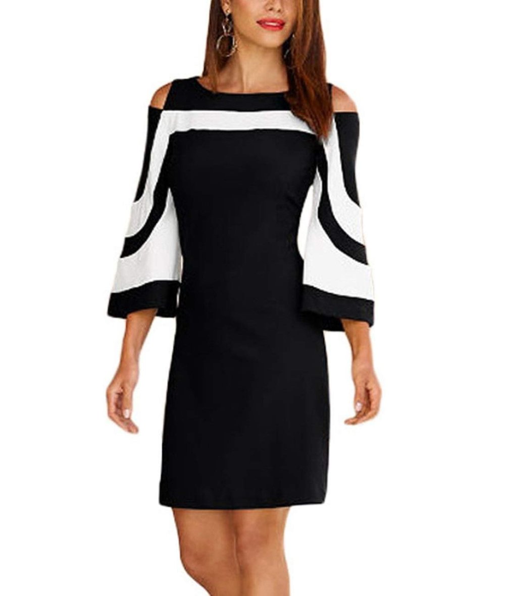 Платье Zara черное с белыми рукавами