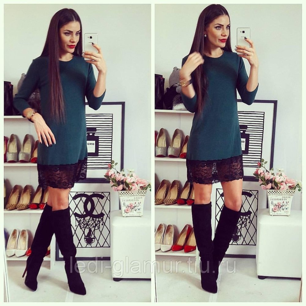 Платье с кружевом снизу