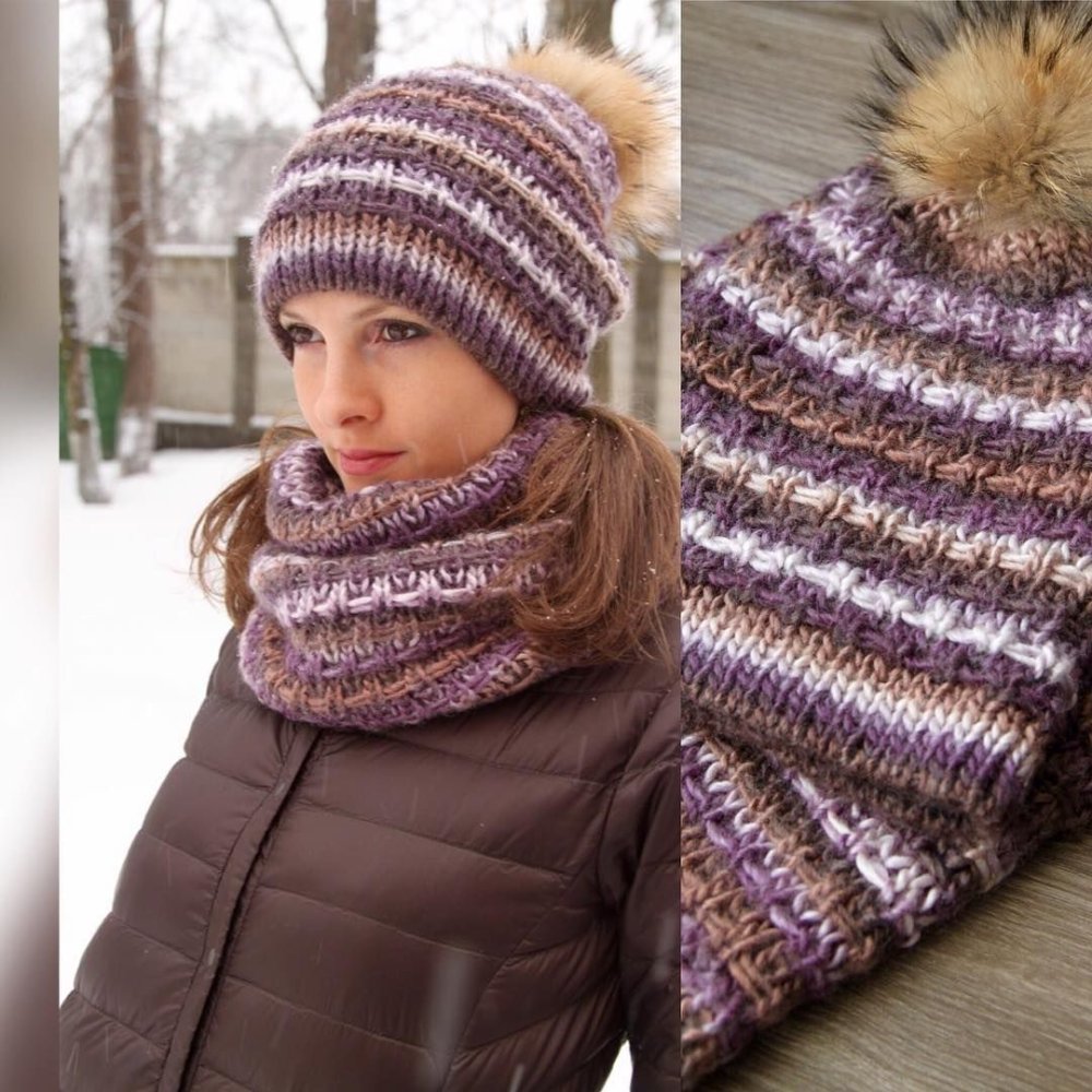 Вязаные шапки из секционной пряжи