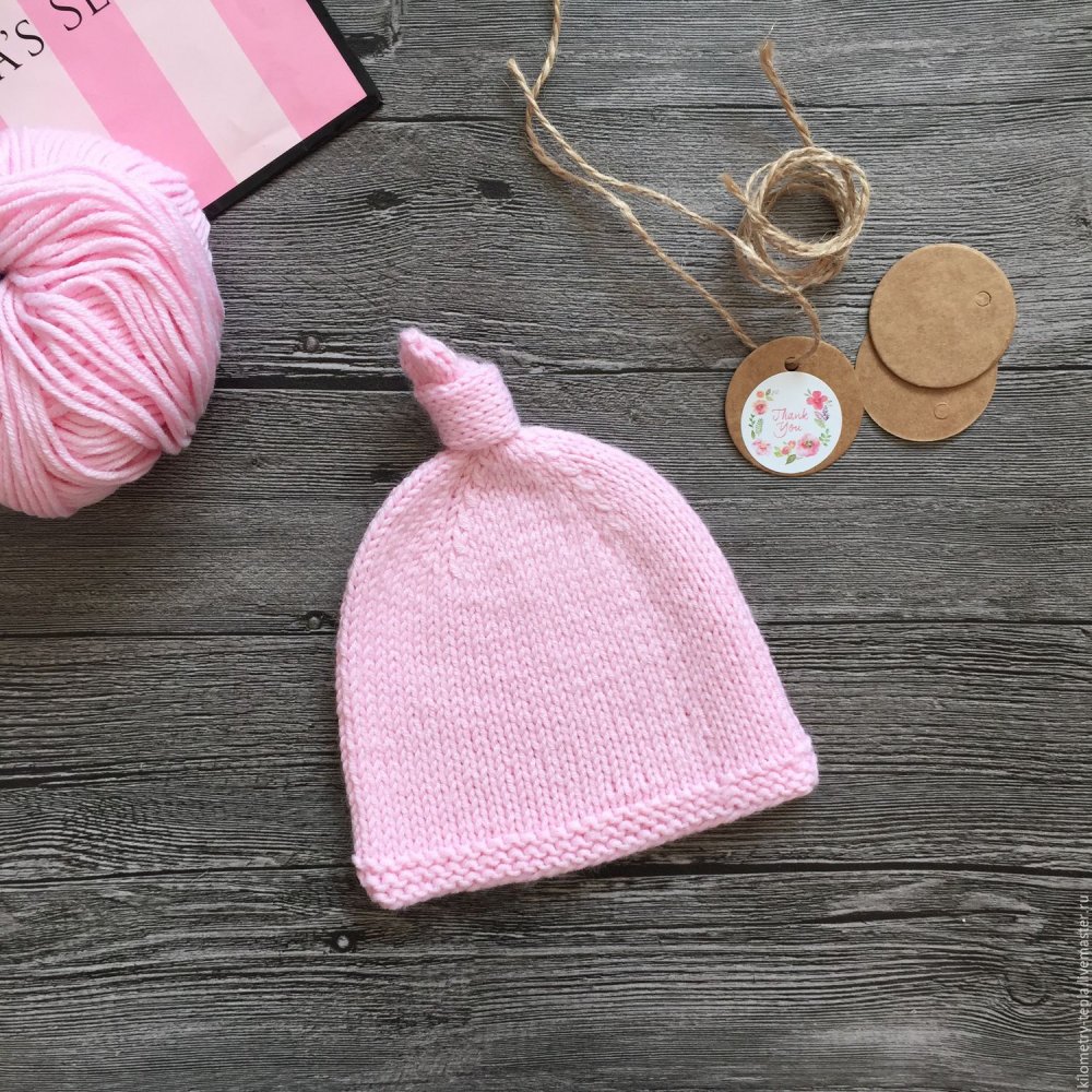 Вязаная шапка узелок для новорожденных