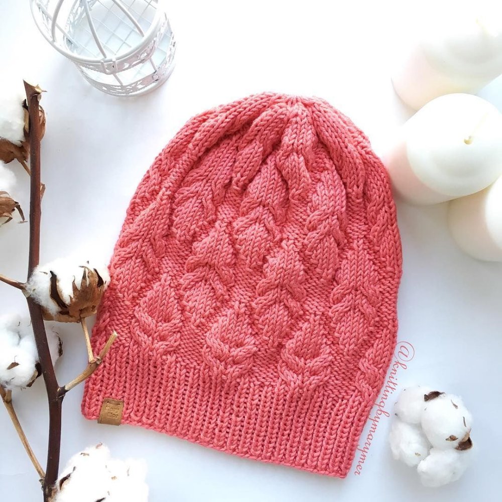 Шапка из хлопка спицами