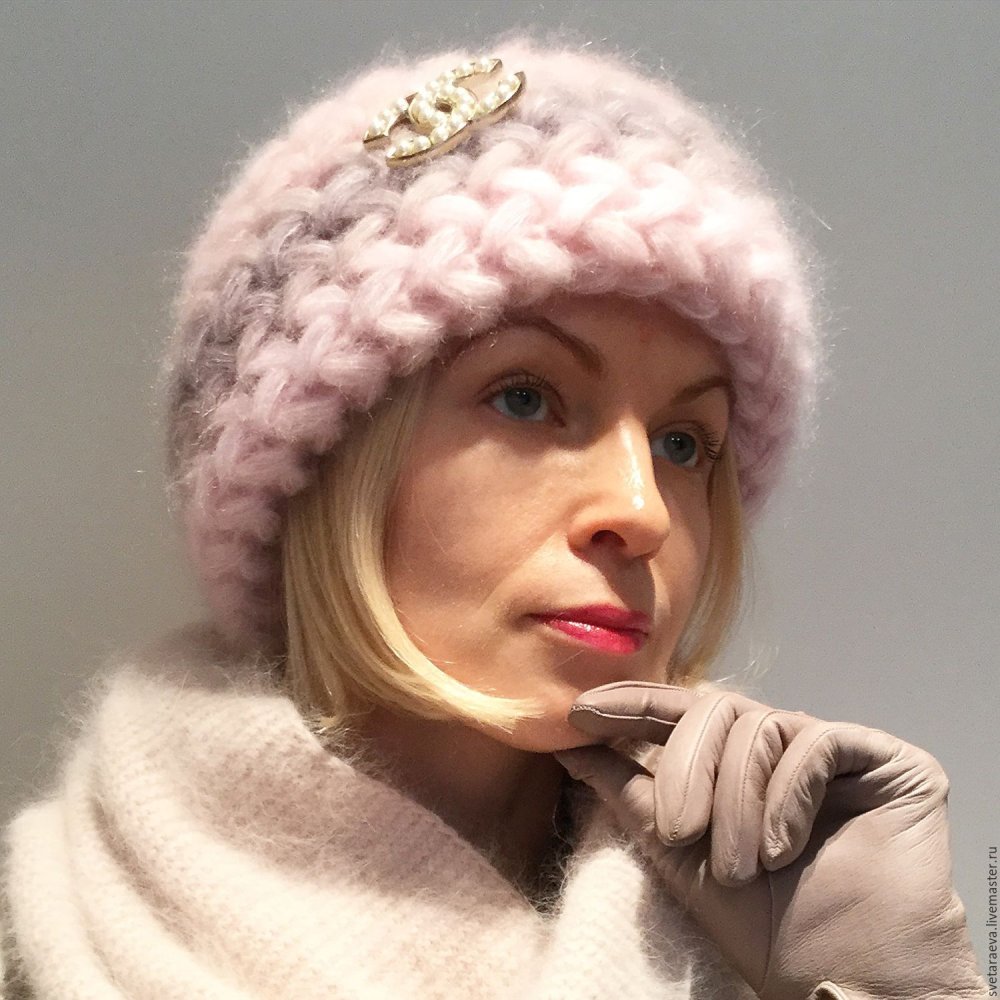 Шапка вязаная мохеровая 2020