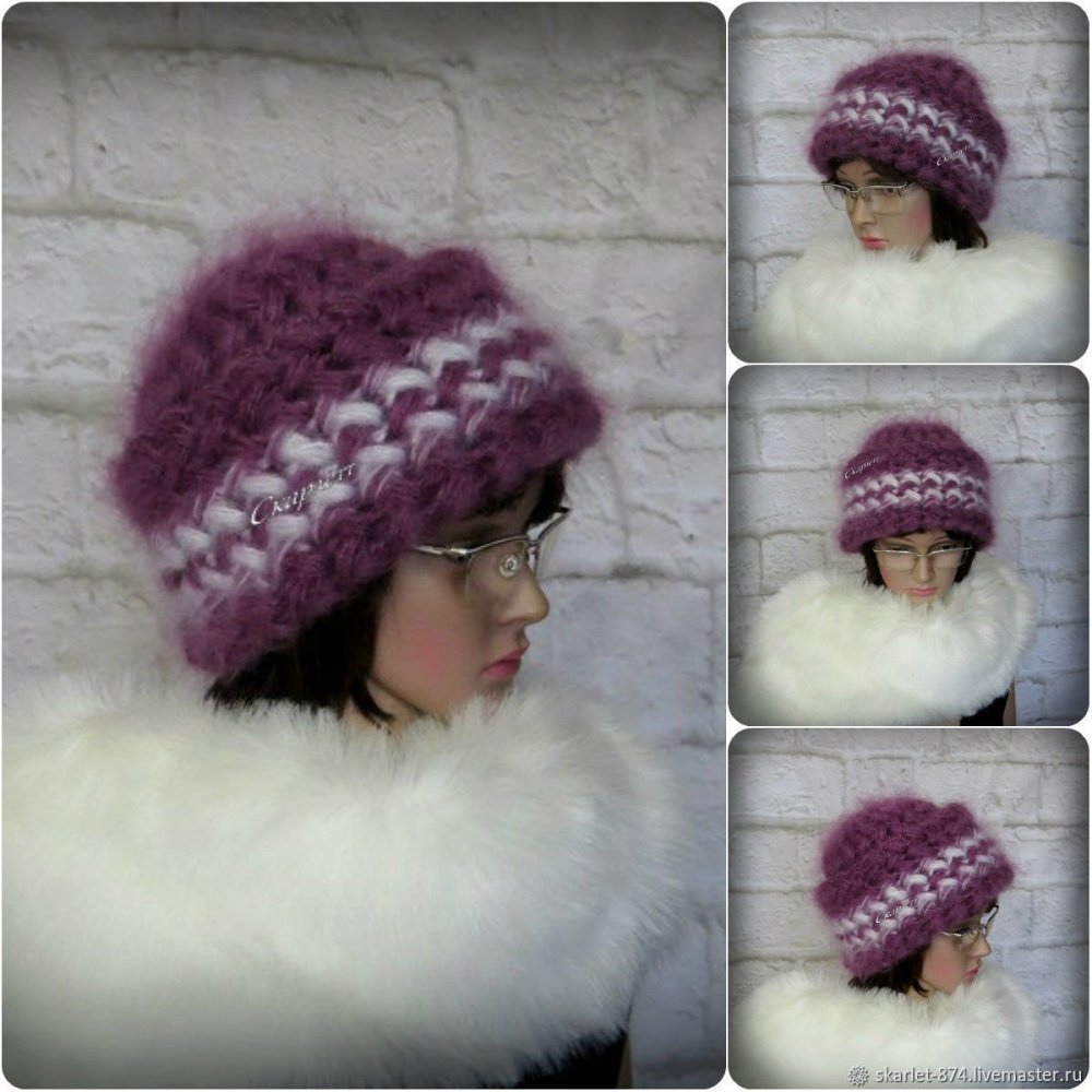 Шапка из пушистой пряжи