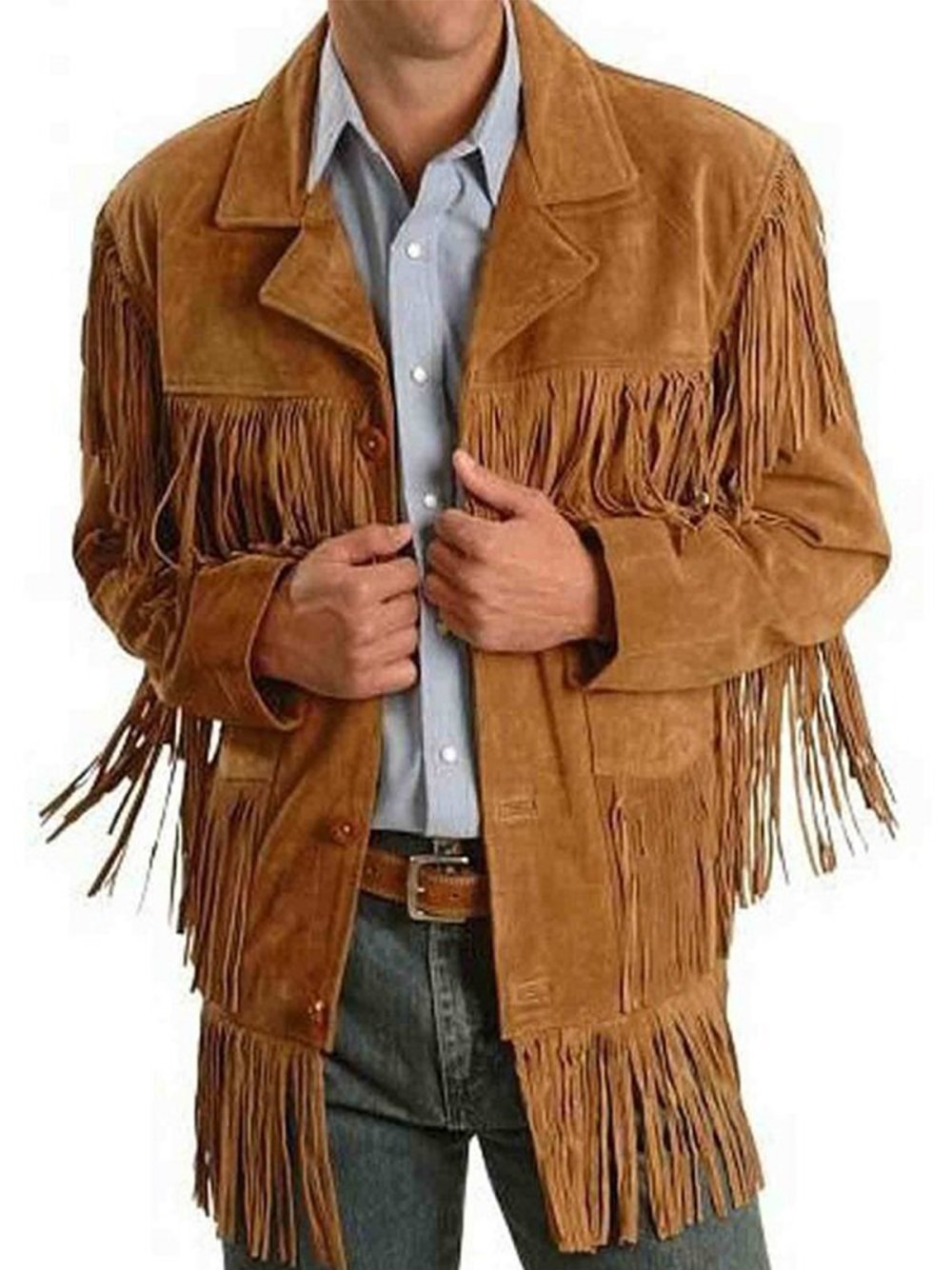 Пальто , куртки nekastar Cowboy) New Mens Western Style Cowboy Suede Leather Jacket with Fringes and Beads