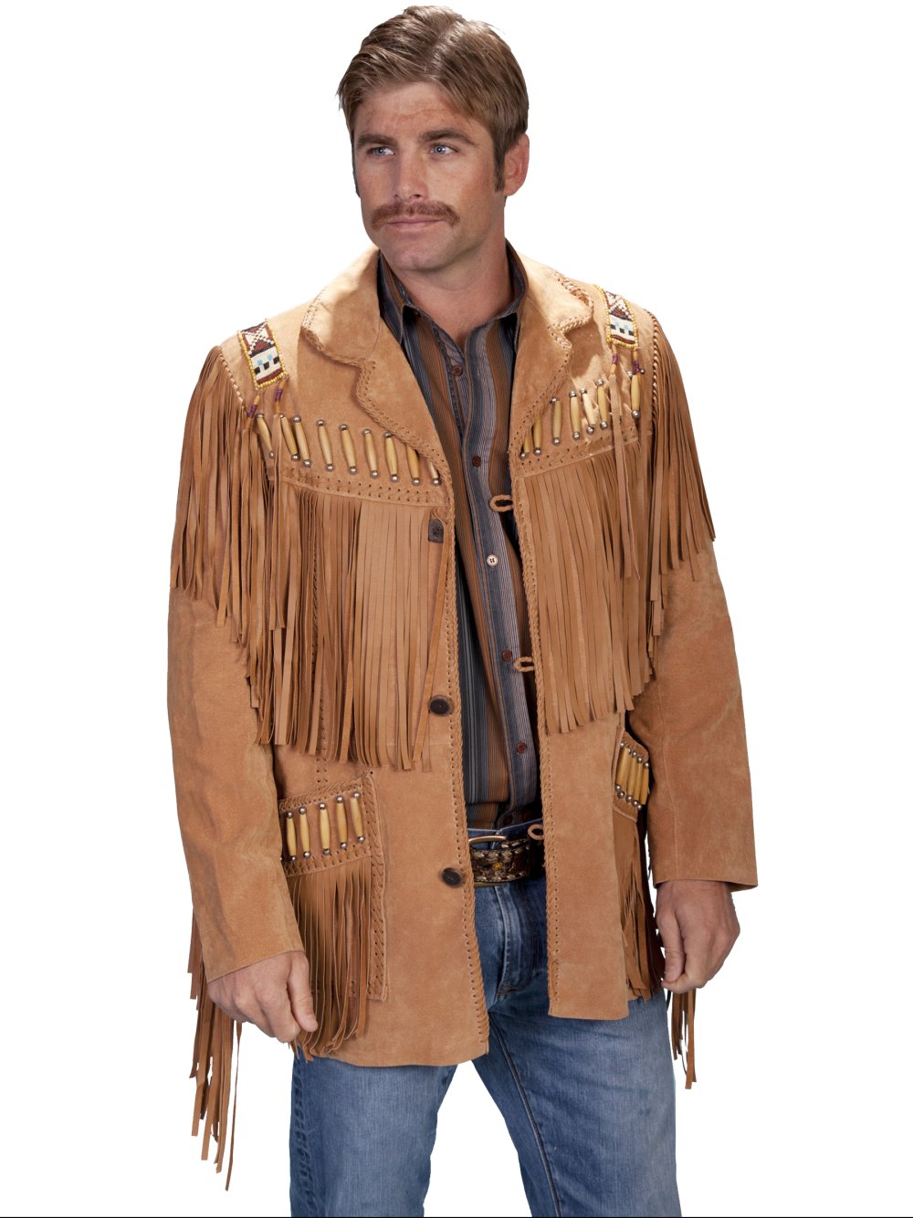 Пальто , куртки nekastar Cowboy) New Mens Western Style Cowboy Suede Leather Jacket with Fringes and Beads