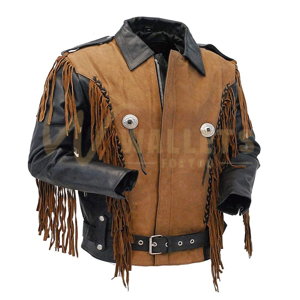 Пальто , куртки nekastar Cowboy) New Mens Western Style Cowboy Suede Leather Jacket with Fringes and Beads