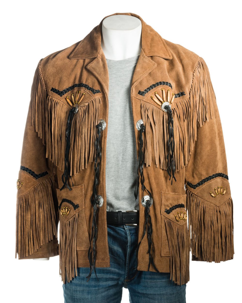 Пальто , куртки nekastar Cowboy) New Mens Western Style Cowboy Suede Leather Jacket with Fringes and Beads