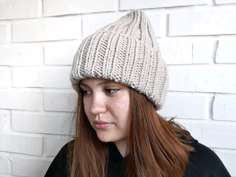 Шапка резинка 2х2 Alize Wool Cotton