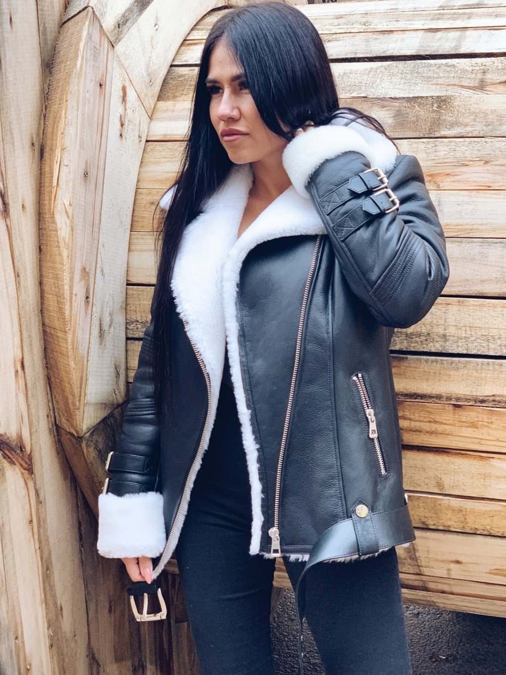 Дубленка Авиатор женская 2020 черная