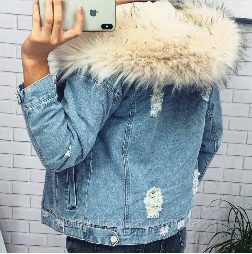 Зимняя джинсовая куртка женская