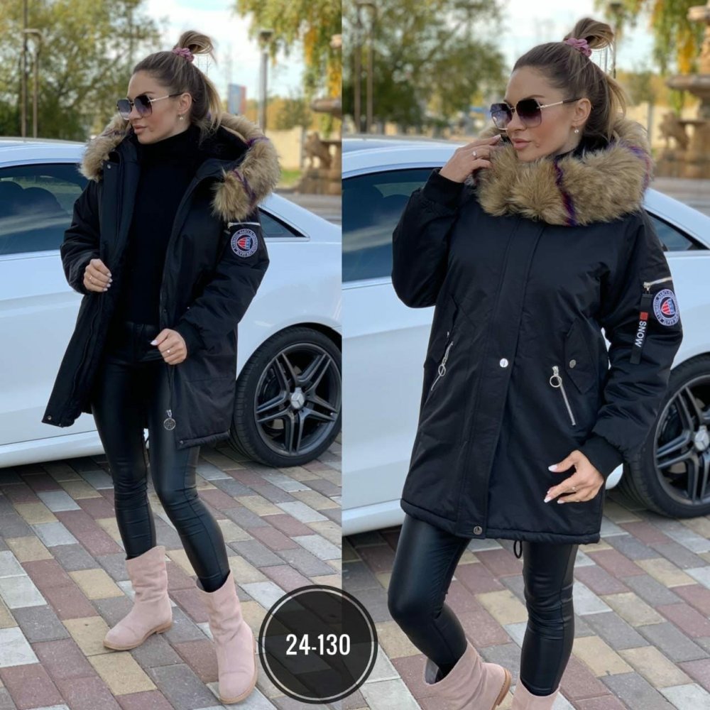 Черная куртка с мехом женская